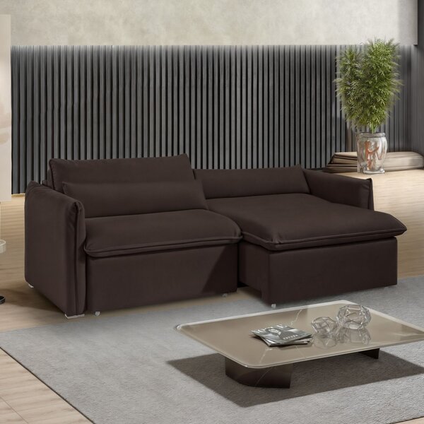 Sofá Cama Retrátil E Reclinável 200cm Aurora Veludo Marrom