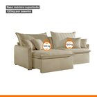 Sofá Cama Retrátil E Reclinável 200cm Flex Veludo Jolie/bege
