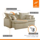 Sofá Cama Retrátil E Reclinável 200cm Flex Veludo Jolie/bege