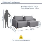 Sofá Cama Retrátil E Reclinável 200cm Júlia Linho  Linho/cinza