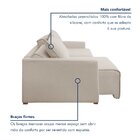 Sofá Cama Retrátil E Reclinável 200cm Júlia Linho  Linho/cru