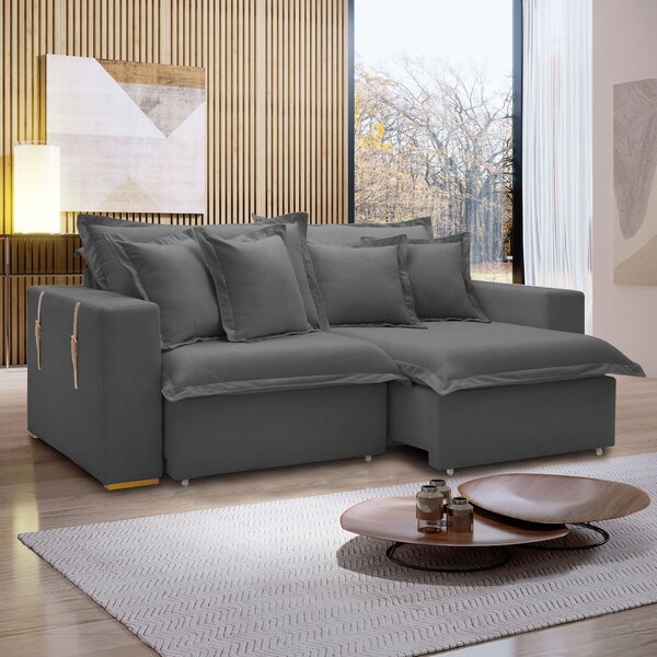 Sofá Cama Retrátil E Reclinável 220cm Arizona Com Almofadas C