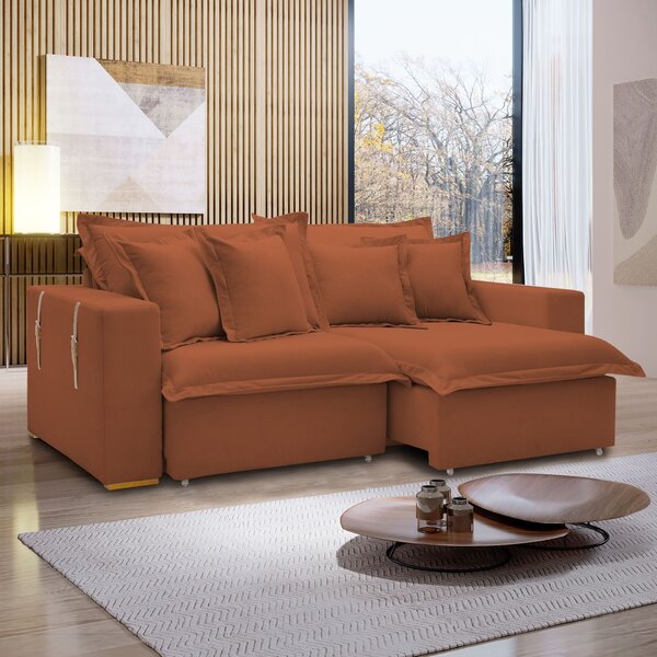 Sofá Cama Retrátil E Reclinável 220cm Arizona Com Almofadas T