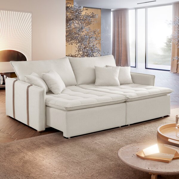 Sofa Cama Retratil E Reclinavel 220cm Detroid Yescasa Veludo