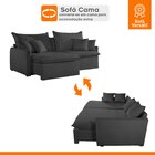 Sofá Cama Retrátil E Reclinável 220cm Flex Veludo Jolie Grafi