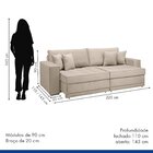 Sofá Cama Retrátil E Reclinável 220cm Noel Boucle  Bege