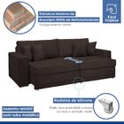 Sofá Cama Retrátil E Reclinável 220cm Noel Veludo  Marrom