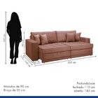 Sofá Cama Retrátil E Reclinável 220cm Noel Veludo  Rose