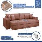 Sofá Cama Retrátil E Reclinável 220cm Noel Veludo  Rose