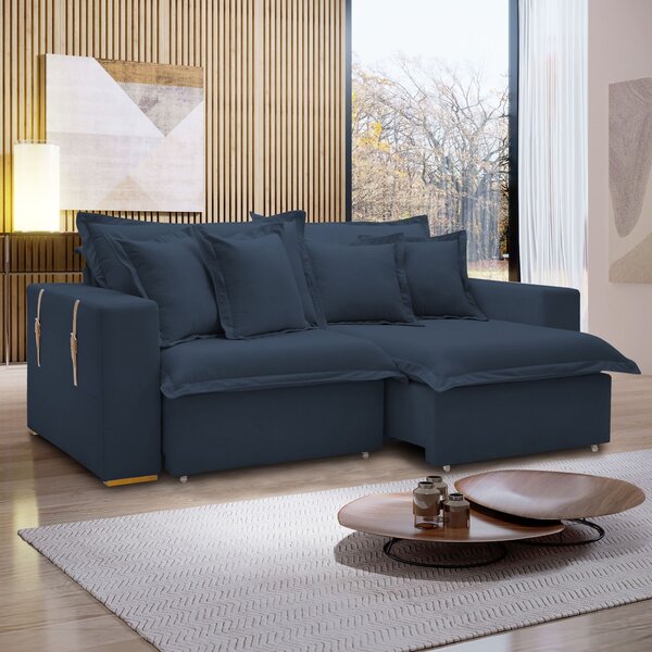 Sofá Cama Retrátil E Reclinável 240cm Arizona Com Almofadas A