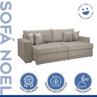 Sofá Cama Retrátil E Reclinável 240cm Noel Veludo   Bege Claro