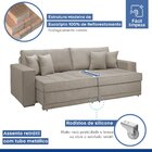 Sofá Cama Retrátil E Reclinável 240cm Noel Veludo   Bege Claro