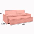 Sofá Cama Retrátil E Reclinável 240cm Velosuede Danubio Yesca