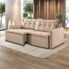 Sofá Cama Retrátil E Reclinável 260cm Linho Flórida Marrom