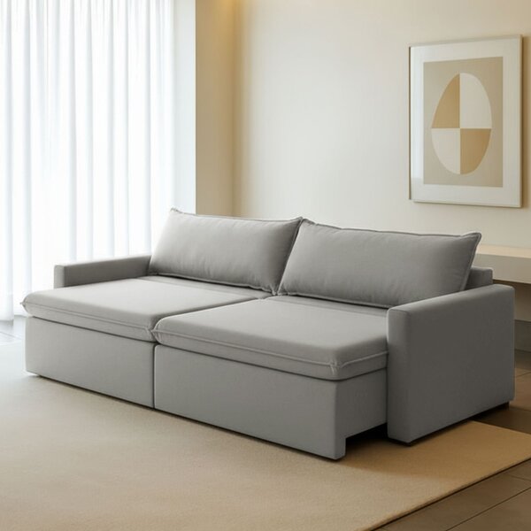 Sofá Cama Retrátil E Reclinável 260cm Marselha Cinza