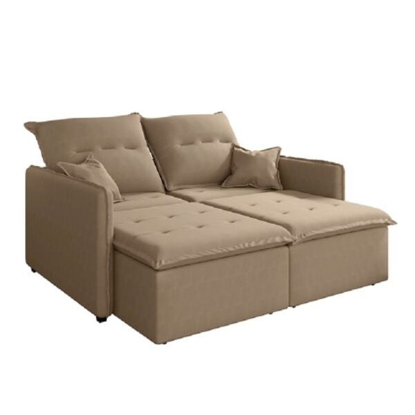 Sofá Cama Retrátil e Reclinável 2m 3 Lugares Bipartido Com Mo