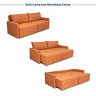 Sofá Cama Retrátil E Reclinável 3 Lugares 200cm Em Linho Bara