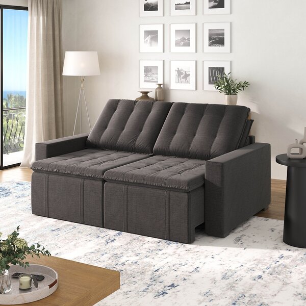 Sofá Cama Retrátil E Reclinável 3 Lugares 200cm Em Linho Palm