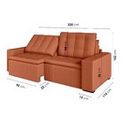 Sofá Cama Retrátil E Reclinável 3 Lugares 220cm Em Veludo Pal