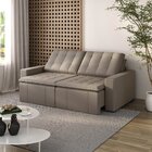 Sofá Cama Retrátil E Reclinável 3 Lugares 220cm Em Veludo Pal