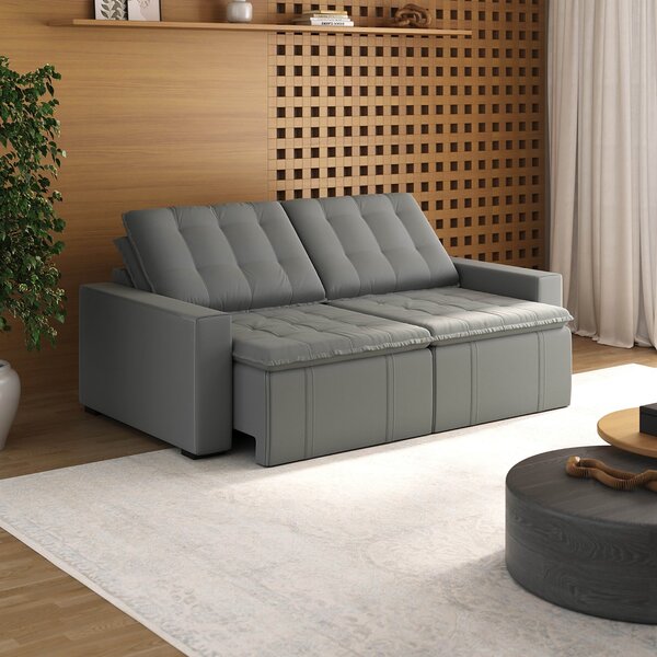 Sofá Cama Retrátil E Reclinável 3 Lugares 220cm Em Veludo Pal