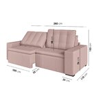 Sofá Cama Retrátil E Reclinável 3 Lugares 260cm Em Veludo Pal