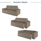 Sofá Cama Retrátil E Reclinável 3 Lugares 260cm Veludo Com Mo