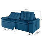 Sofá Cama Retrátil E Reclinável 3 Lugares 260cm Veludo Com Mo