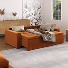 Sofá Cama Retrátil E Reclinável 4 Lugares 240cm Em Veludo Pal