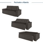 Sofá Cama Retrátil E Reclinável 4 Lugares 240cm Linho Com Mol