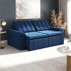 Sofá Cama Retrátil E Reclinável 4 Lugares 240cm Veludo Com Mo