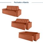Sofá Cama Retrátil E Reclinável 4 Lugares 240cm Veludo Com Mo