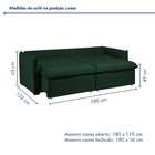 Sofá Cama Retrátil E Reclinável Aurora Veludo  Verde