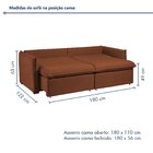 Sofá Cama Retrátil E Reclinável Aurora Veludo Terracota