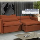 Sofá Cama Retrátil E Reclinável Aurora Veludo Terracota