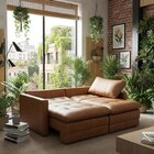 Sofá-cama Retrátil E Reclinável Couro Legítimo 2 Lugares 180c