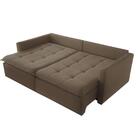 Sofá Cama Retrátil E Reclinável Lira Veludo Marrom 2,10 M