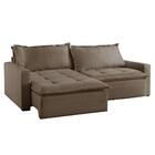 Sofá Cama Retrátil E Reclinável Lira Veludo Marrom 2,10 M