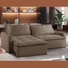 Sofá Cama Retrátil E Reclinável Lira Veludo Marrom 2,10 M