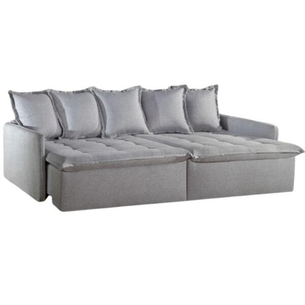 Sofá Cama Retrátil E Reclinável Texas Linho Cinza 2,50 M