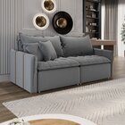 Sofá Cama Retrátil Em Madeira Eucalipto E Bouclê 200cm Creta