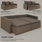 Sofá Cama Retrátil Em Madeira Eucalipto E Bouclê 200cm Flórid