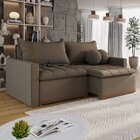 Sofá Cama Retrátil Em Madeira Eucalipto E Bouclê 200cm Flórid