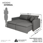 Sofá Cama Retrátil Em Madeira Eucalipto E Bouclê 210cm Urugua