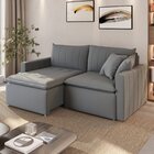 Sofá Cama Retrátil Em Madeira Eucalipto E Bouclê 210cm Urugua