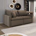 Sofá Cama Retrátil Em Madeira Eucalipto E Bouclê 220cm Creta