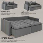 Sofá Cama Retrátil Em Madeira Eucalipto E Bouclê 220cm Creta