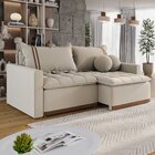 Sofá Cama Retrátil Em Madeira Eucalipto E Bouclê 220cm Flórid