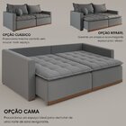 Sofá Cama Retrátil Em Madeira Eucalipto E Bouclê 220cm Flórid