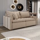 Sofá Cama Retrátil Em Madeira Eucalipto E Linho 200cm Creta B